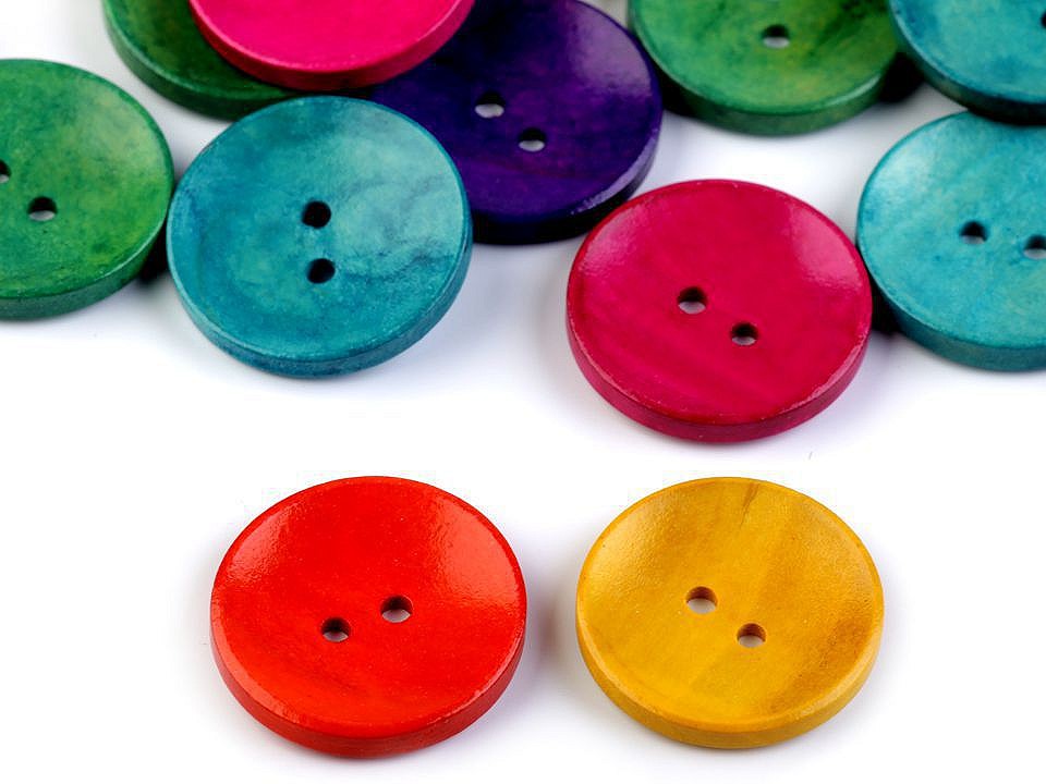 Wooden Decorative Button, mix of colours, 25 pc.