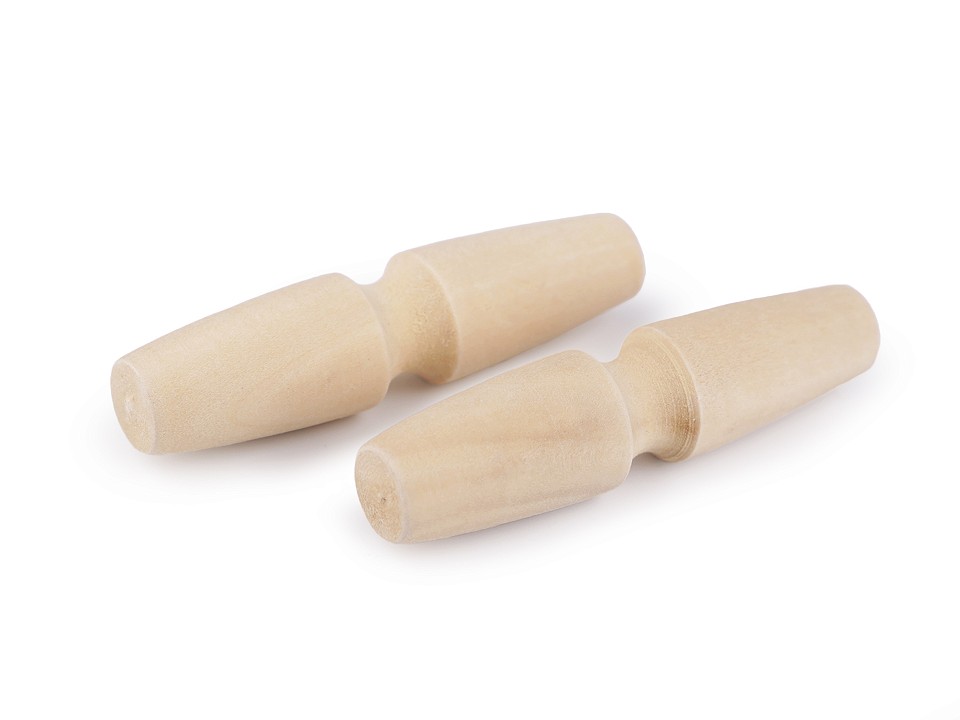 Wooden Toggle Button 15x60 mm, ivory, 10 pc.