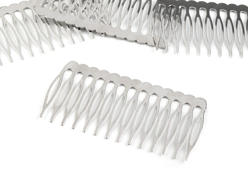 Metal Hair Comb 40x75 mm, platinum, 4 pc.