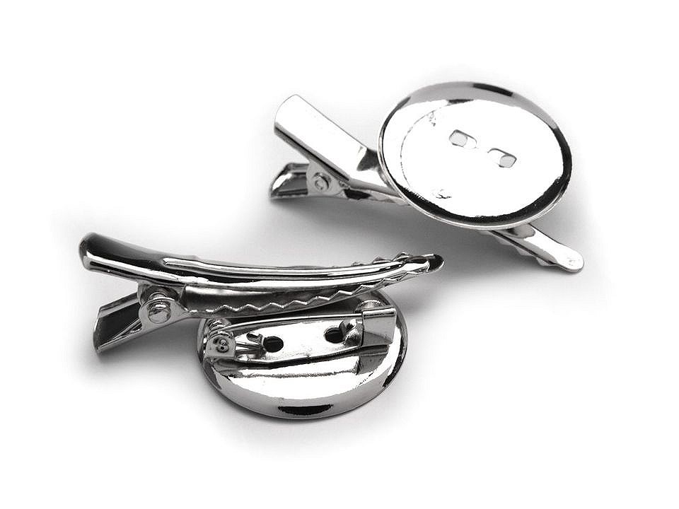 Alligator Clip With Pin Back / DIY 25x40 mm universal, platinum, 2 pc.