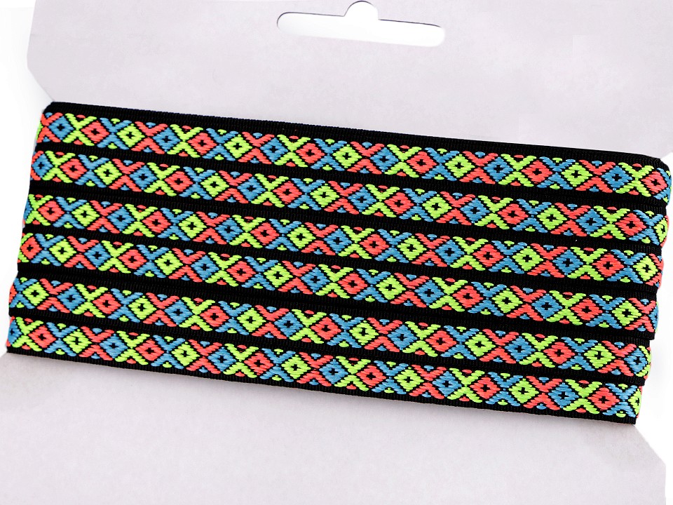 Native Indian Trim / Patterned Ribbon width 10 mm - black, 10 ml