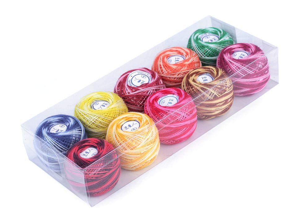 Cotton Yarn Ombré 10 g, mix, 10 pc.