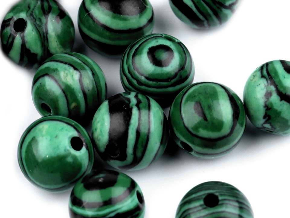 Synthetic Mineral Beads Malachite Ø8 mm (package 10 pc.)