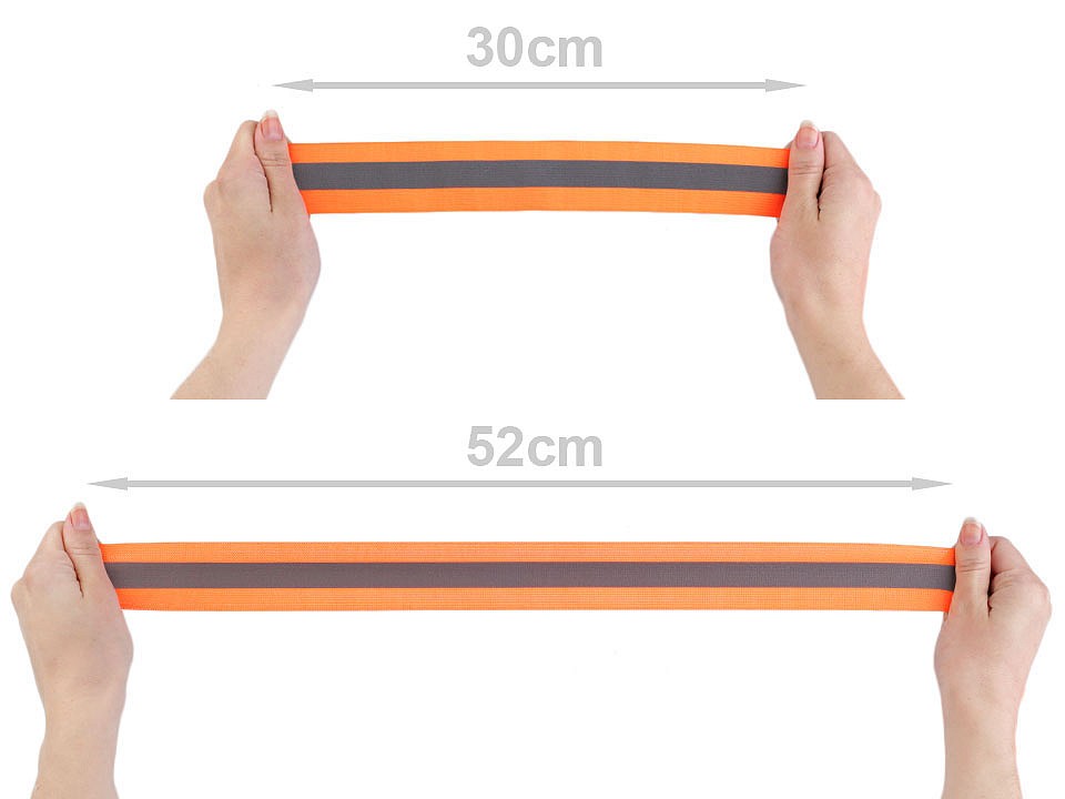 Elastic lat cu bandă reflectorizantă la metru, lățime 40 mm - galben verzui strident - neon