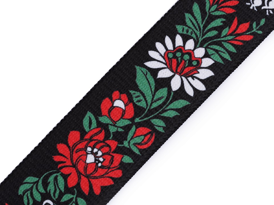 Elastic Folk Motif width 40 mm - black, 1 ml.