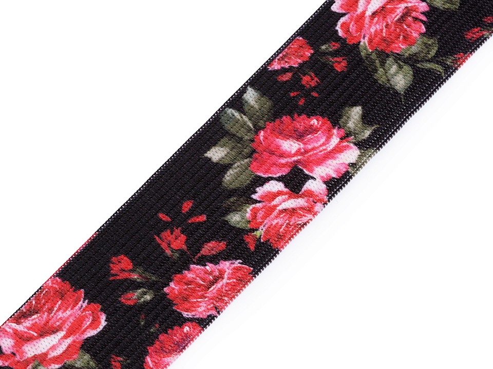 Printed Elastic width 30 mm - black, 1 ml.