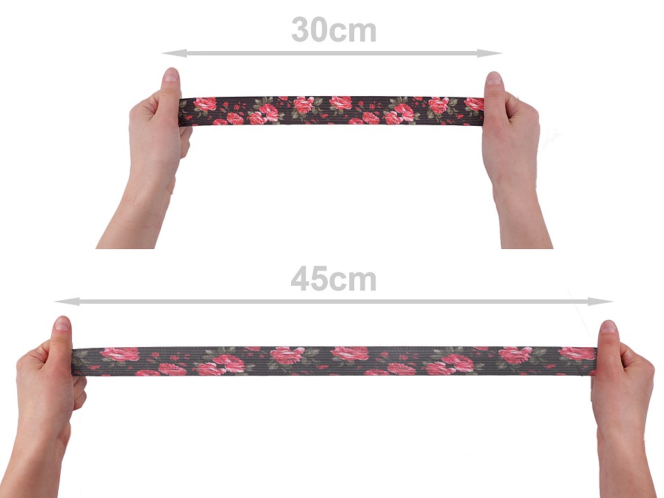 Printed Elastic width 30 mm - white, 1 ml.