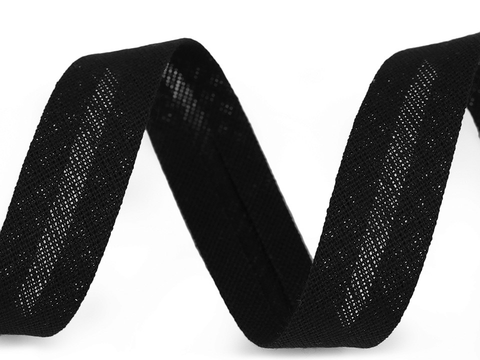 Cotton Bias Binding Tape width 18 mm folded (sold by the meter) - black