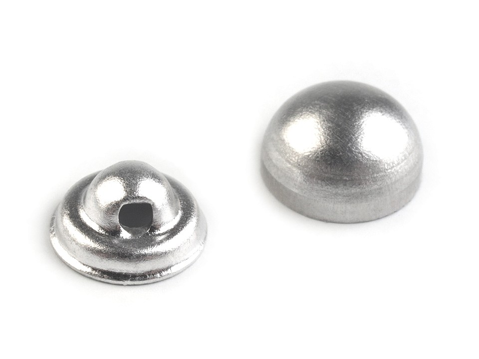 Self-cover Buttons size 16 all-metal, nickel, 100 pr.