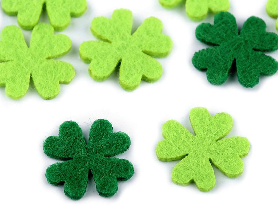 Felt Clover Leaf Ø20 mm, mix of colours, 10 pc.