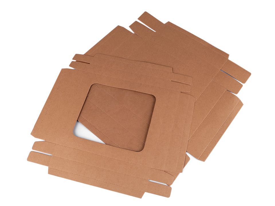 Paper Box with See-through Window (package 4 pc.) - natural brown