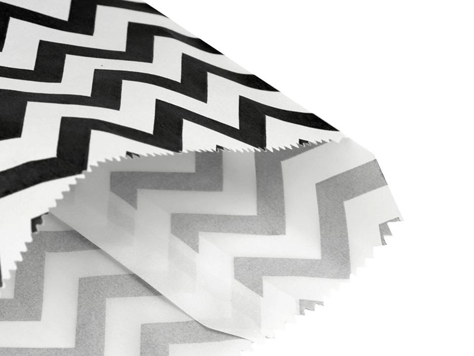 Paper Bag 10x14 cm (package 100 pc.) - white-black - chevron