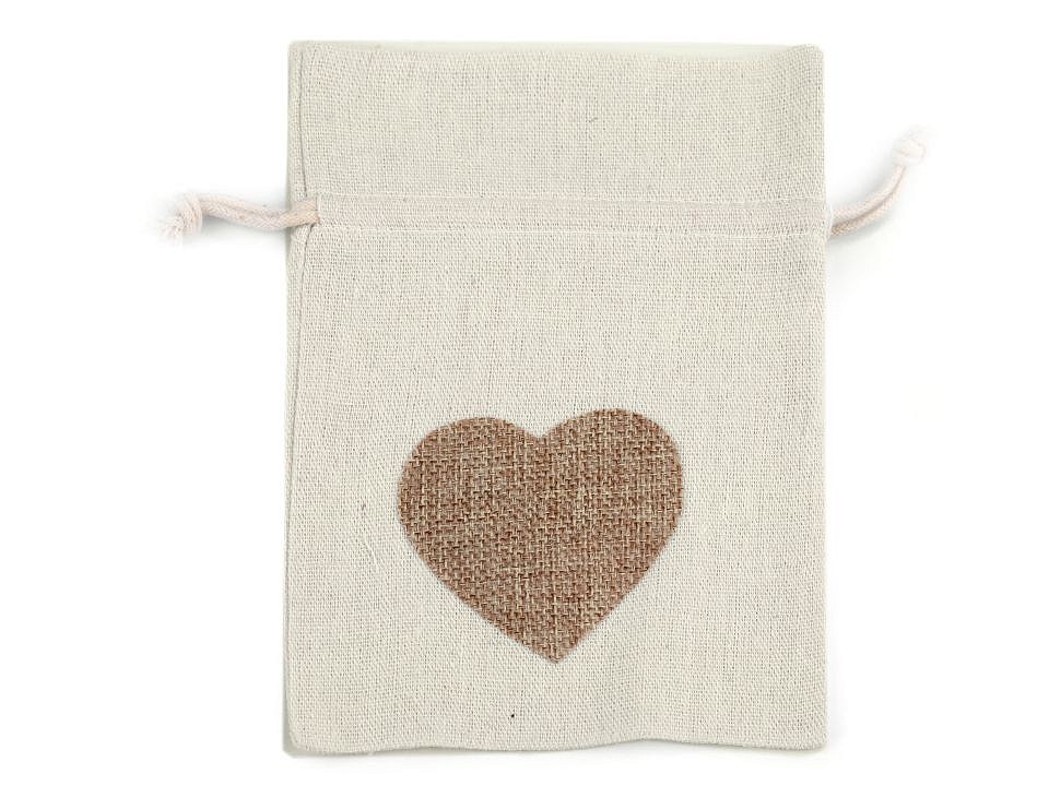 Cotton Drawstring Bag Heart 13x18 cm (package 10 pc.)