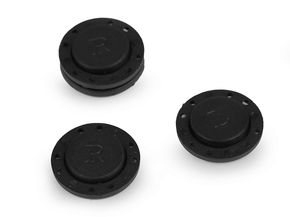 Magnetic Button Ø23 mm, black, 2 set