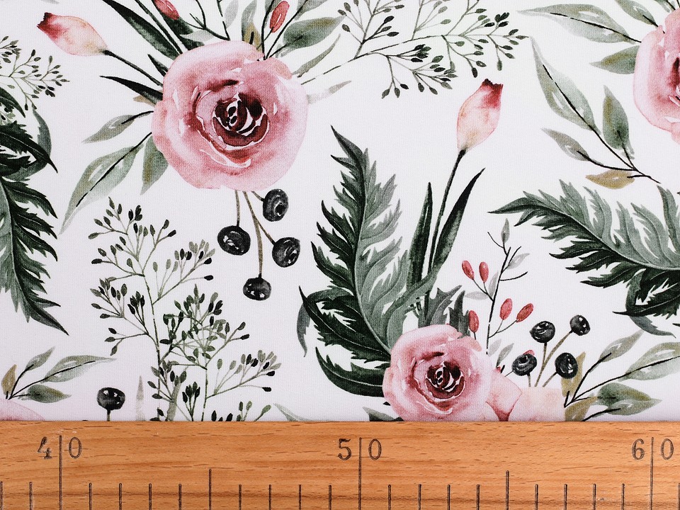 Jersey Knit Fabric Rose / Flowers (sold by the meter)