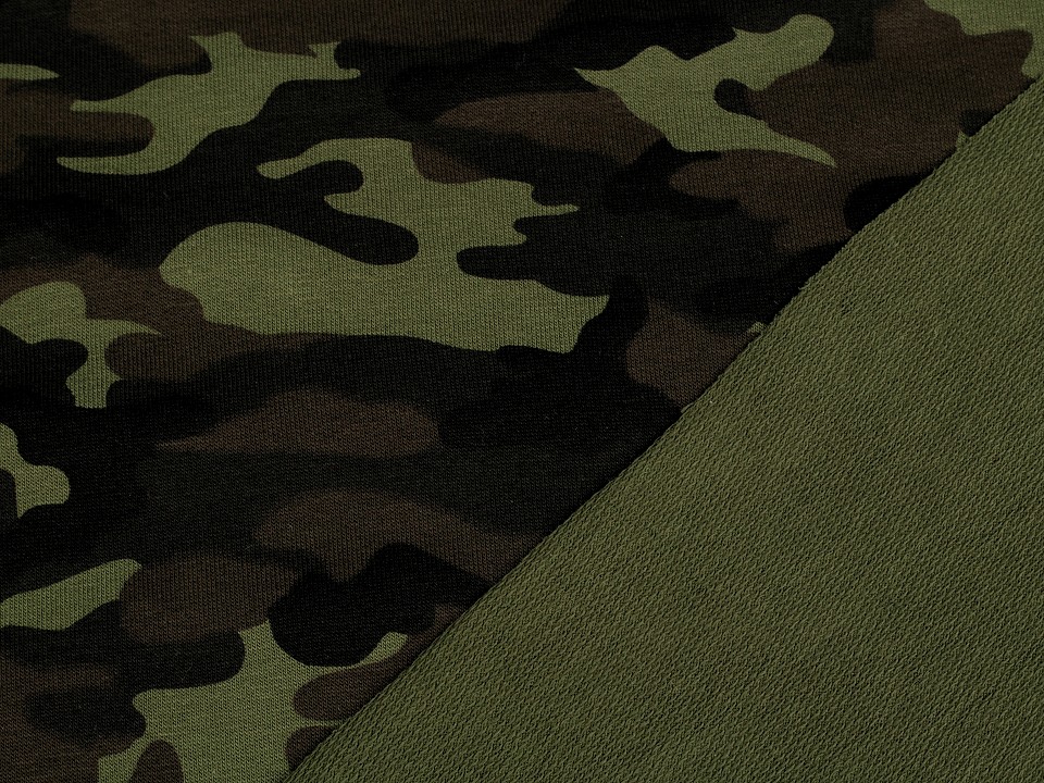 Single Knit Cotton Jersey Fabric, Green Camouflage (sold by the meter)