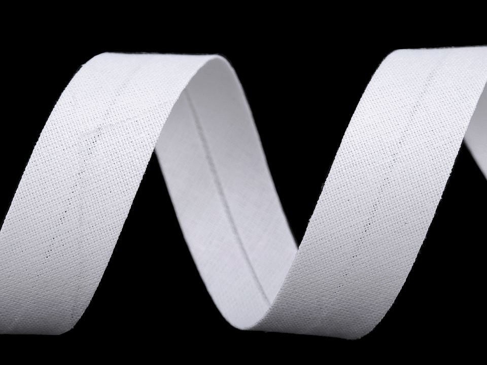 Cotton Bias Binding Tape width 18 mm folded (sold by the meter) - white