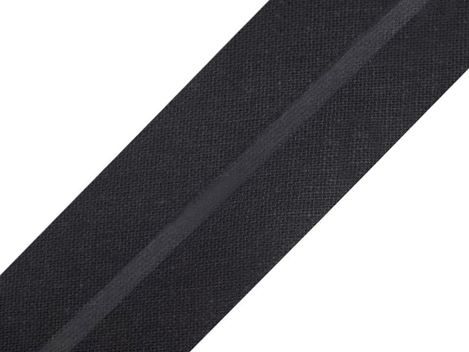 Single Fold Bias Binding cotton width 30mm (card 25 m) - black