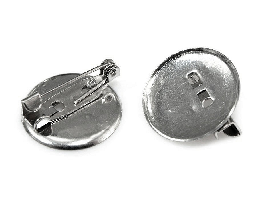 Pin Back / DIY Ø19 mm, platinum, 25 pc.