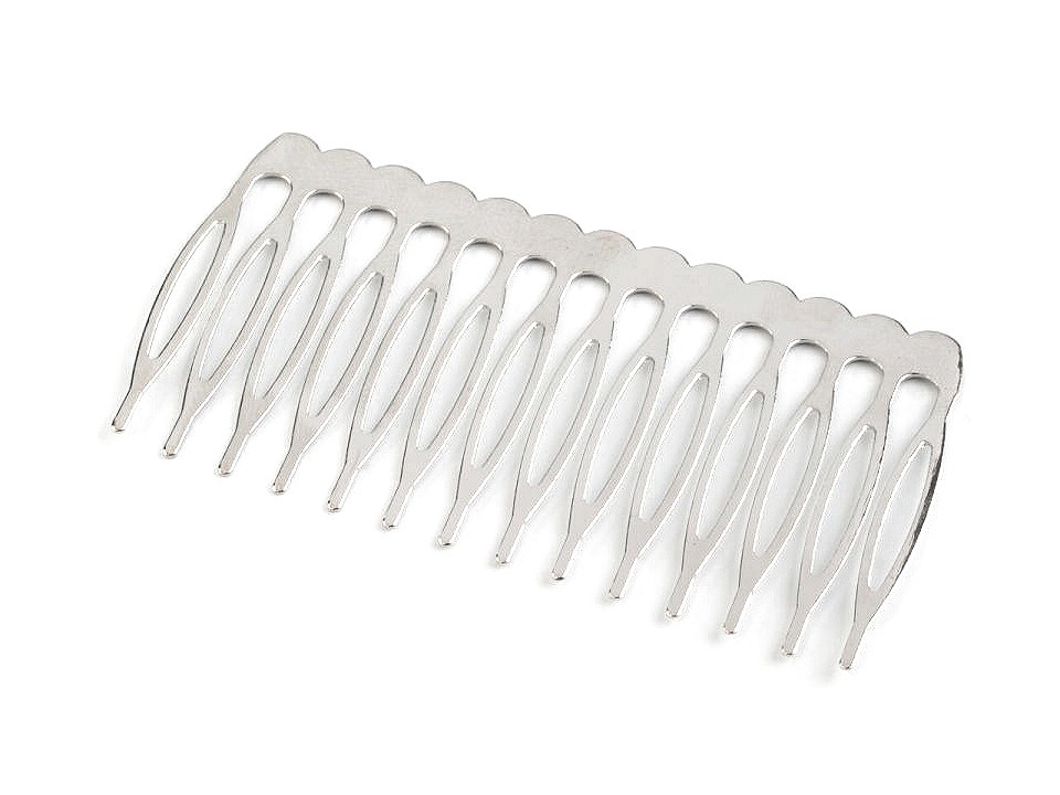 Metal Hair Comb 40x75 mm, platinum, 4 pc.