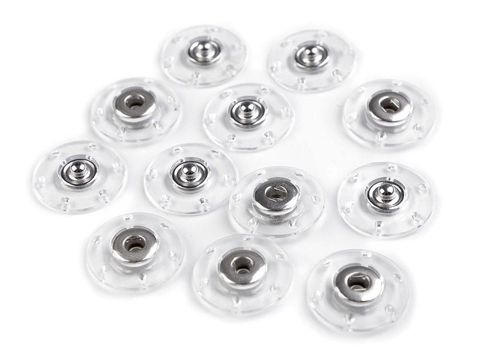 Sew on Plastic Press Snap Fastener Ø  25 mm, Transparent, 6 pr.