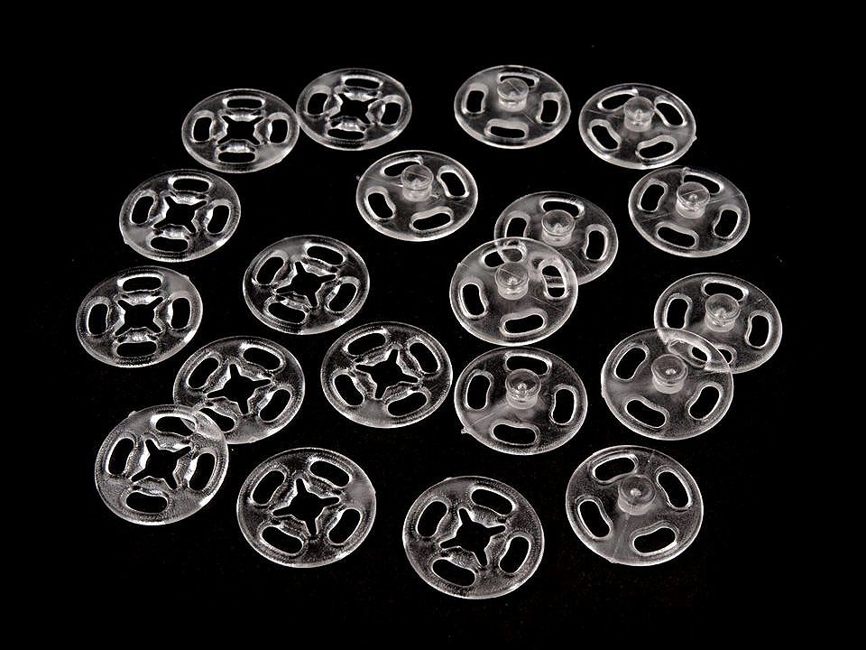 Plastic Snaps Ø13 mm, Transparent, 10 pr.