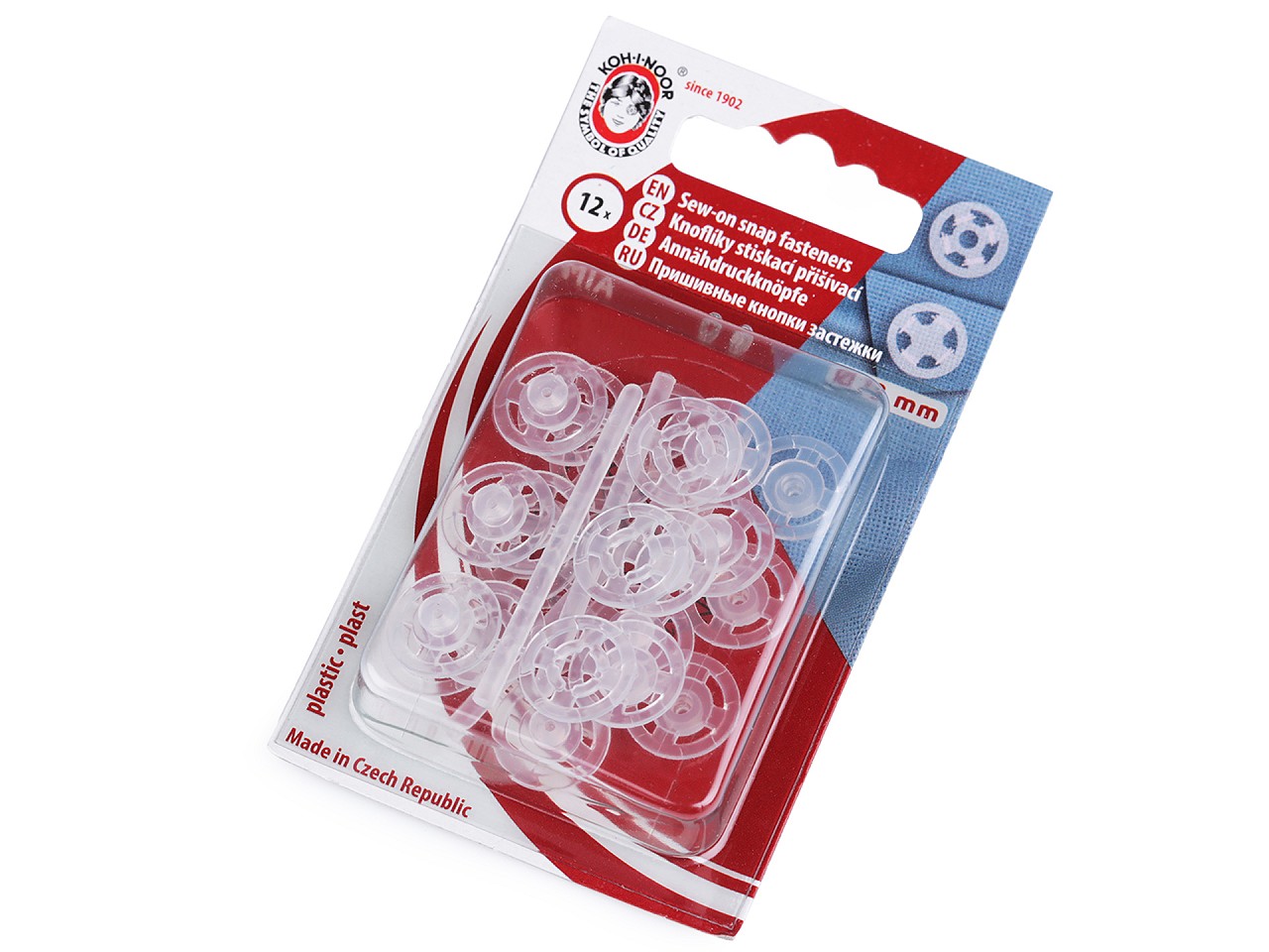 Sew-on Snap Fasteners Ø13 mm, Transparent