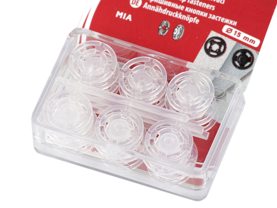 Sew-on Snap Fasteners Ø15 mm, Transparent