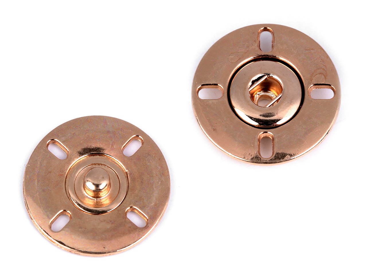 Design Sew on Metal Press Snaps / Fasteners Ø25 mm, pink gold, 2 pr.