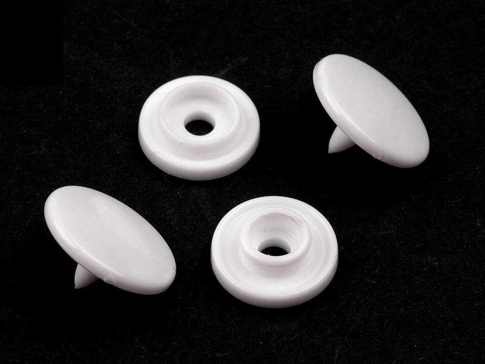 Plastic Snap Fastener size 16, white, 50 set