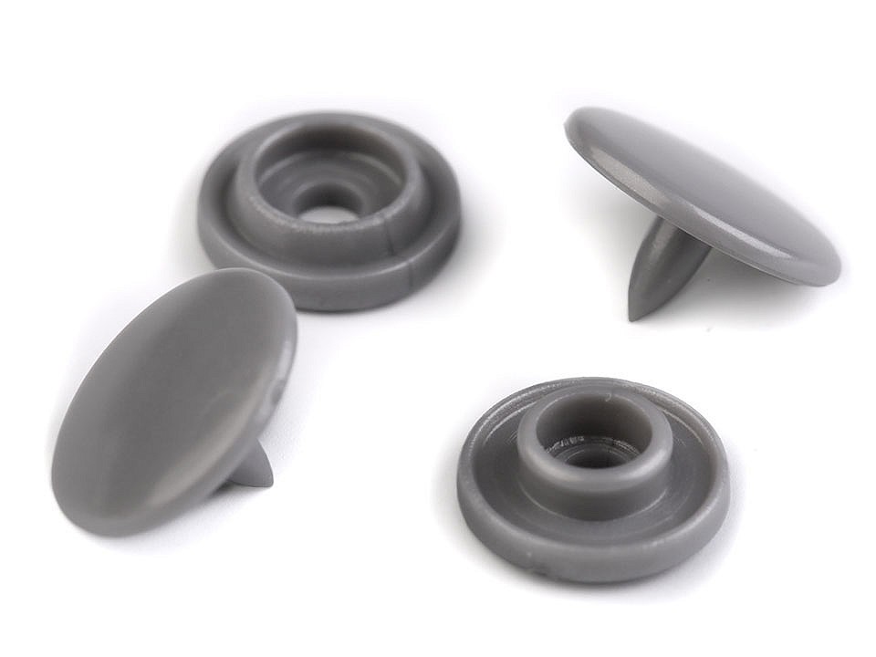 Plastic Snap Fastener size 16, grey, 50 set