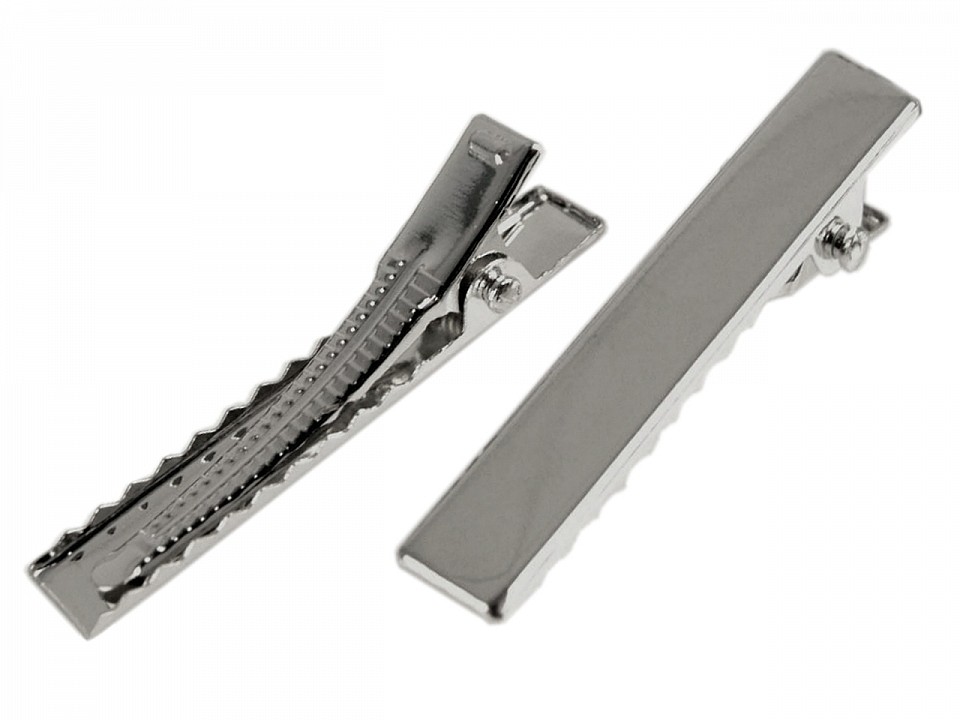 Alligator Hair Clip, length 40 mm, platinum, 5 pc.