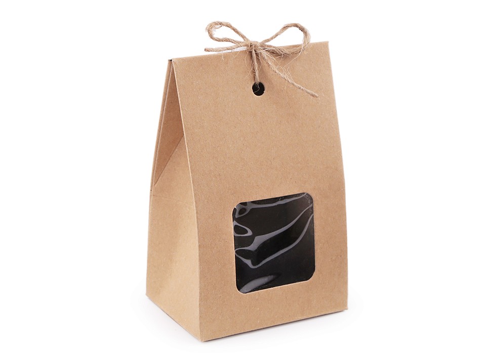 Paper Bag with Window and String (package 10 pc.) - natural brown