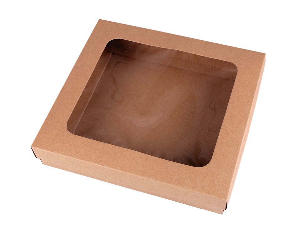 Paper Box with See-through Window (package 4 pc.) - natural brown