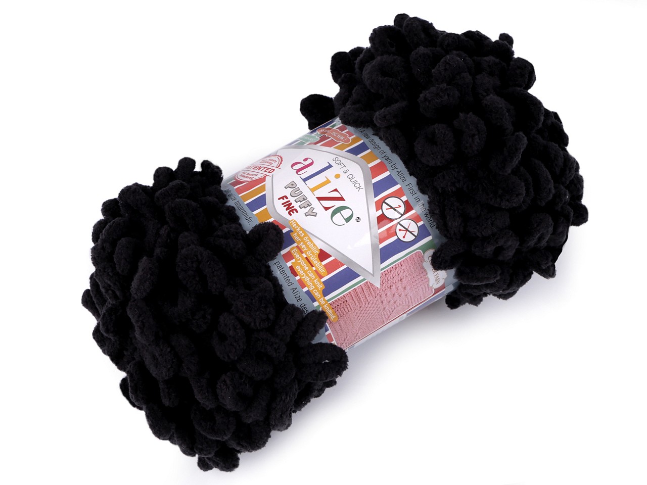 Knitting Yarn Alize Puffy Fine 100 g, black