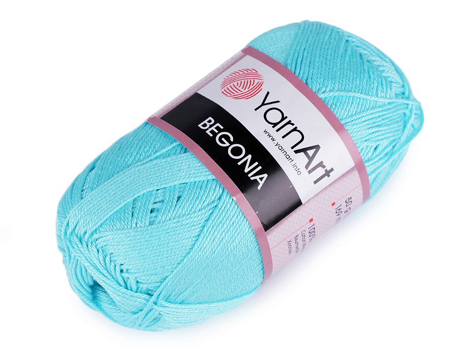 Cotton Knitting Yarn Begonia 50 g - blue turquise