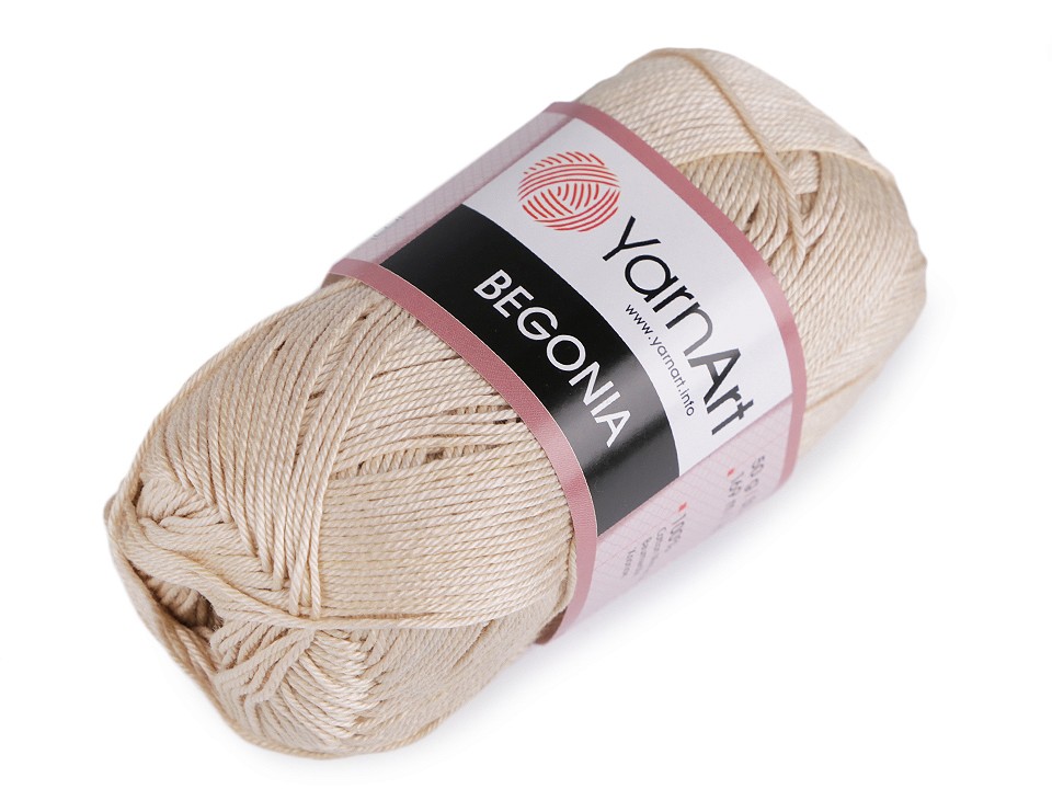 Cotton Knitting Yarn Begonia 50 g - ecru