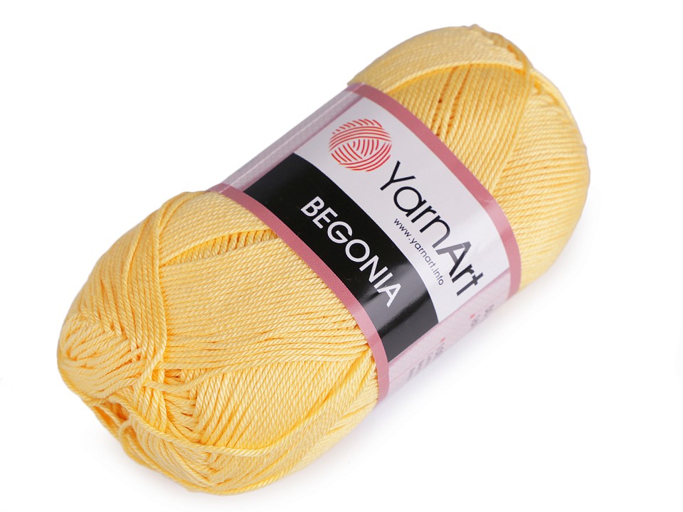 Cotton Knitting Yarn Begonia 50 g - white yellow