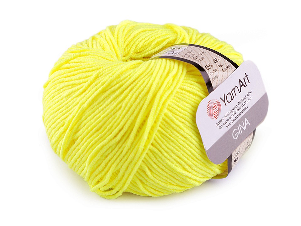 Knitting Yarn Gina / Jeans 50 g - yellow - neon