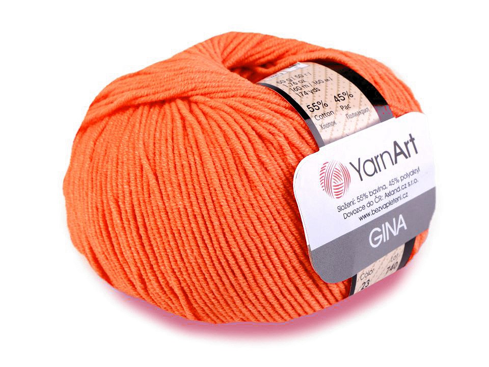 Knitting Yarn Gina / Jeans 50 g - orange