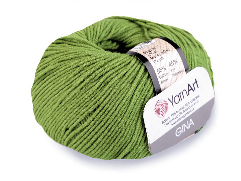 Knitting Yarn Gina / Jeans 50 g - green khaki