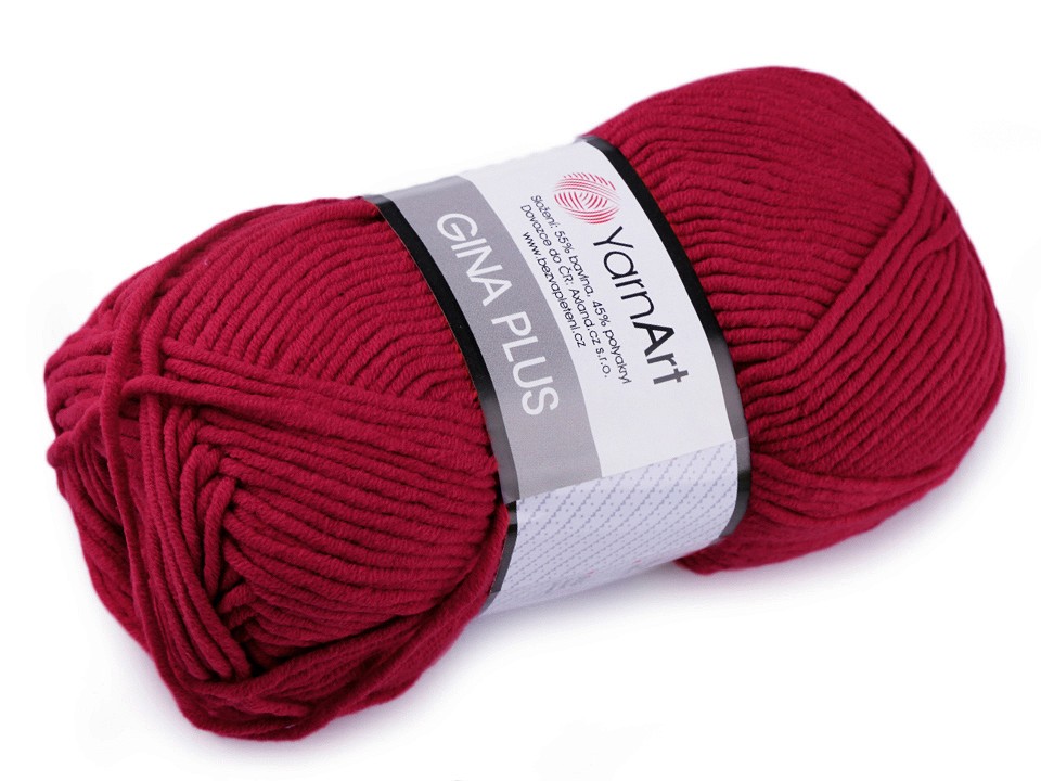 Knitting Yarn Gina / Jeans Plus 100 g - bordeaux