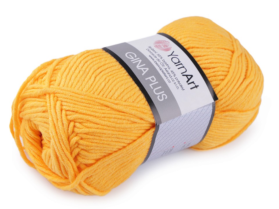 Knitting Yarn Gina / Jeans Plus 100 g - mustard