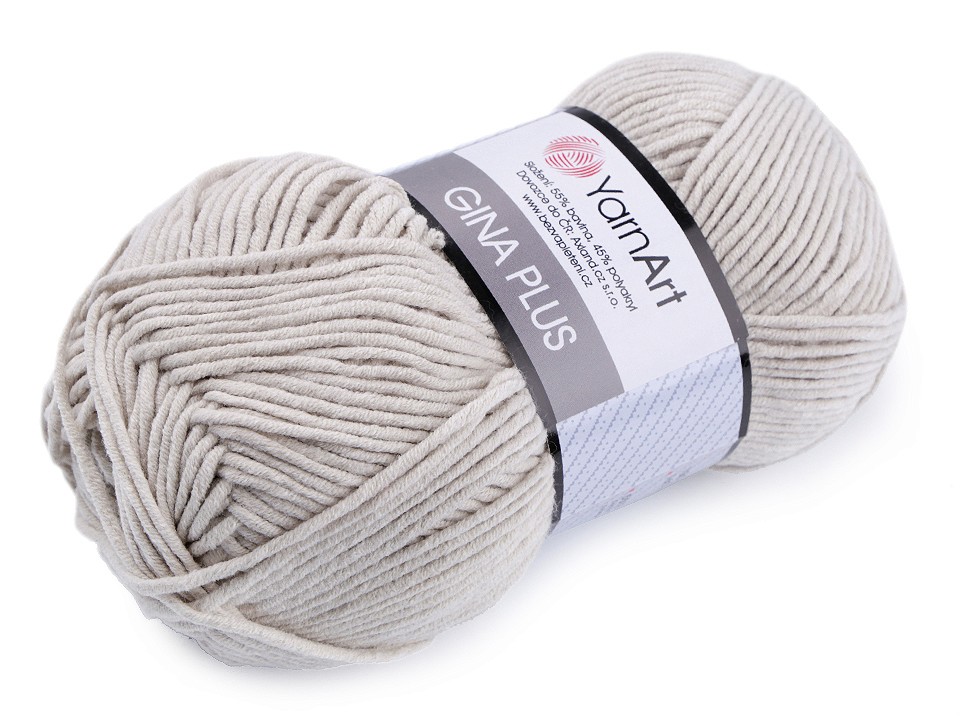 Knitting Yarn Gina / Jeans Plus 100 g - very light gray