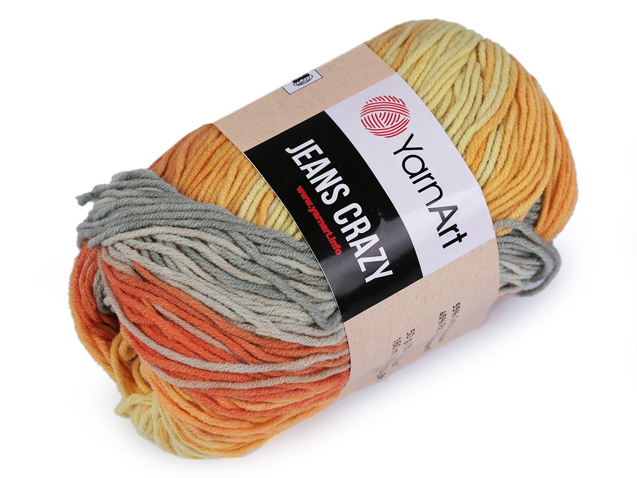 Knitting yarn Jeans Crazy 50 g, orange-yellow