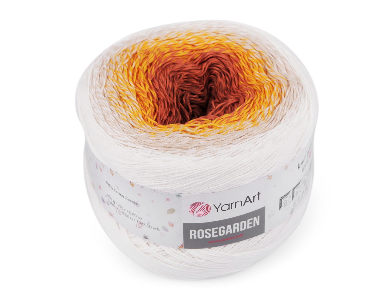 Cotton Knitting Yarn Rosegarden 250 g, cream lightest