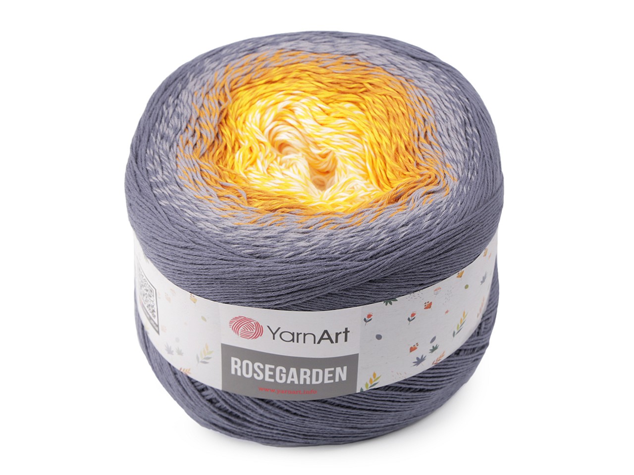 Cotton Knitting Yarn Rosegarden 250 g, grey - yellow