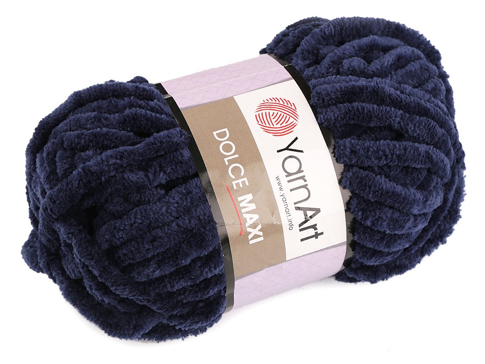 Chenille Knitting Yarn Dolce Maxi 200 g, blue dark