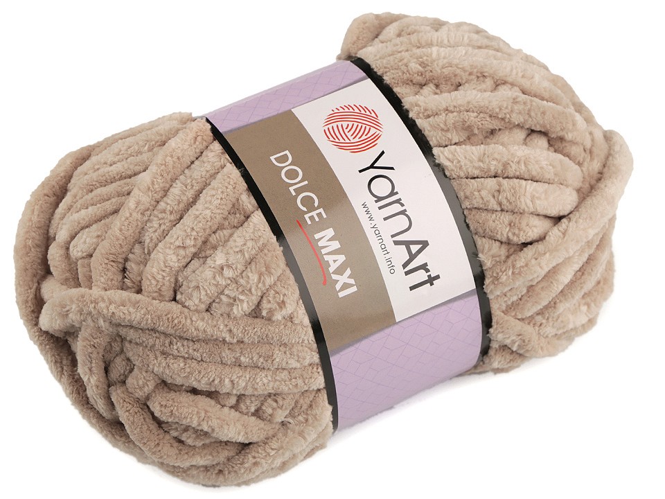 Chenille Knitting Yarn Dolce Maxi 200 g, beige