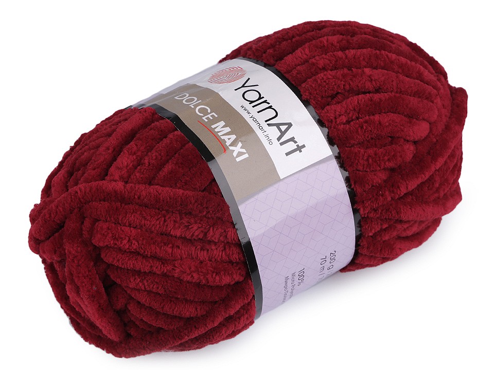 Chenille Knitting Yarn Dolce Maxi 200 g, bordeaux